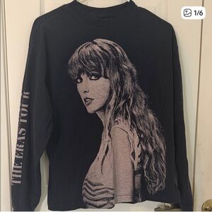 Taylor Swift Black and Beige Long Sleeve Tee ERAS TOUR